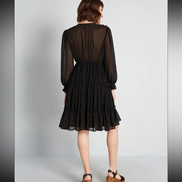 Mod cloth cheer for tiers black sheer ruffled women’s size 0 dress NWOT - Picture 2 of 7